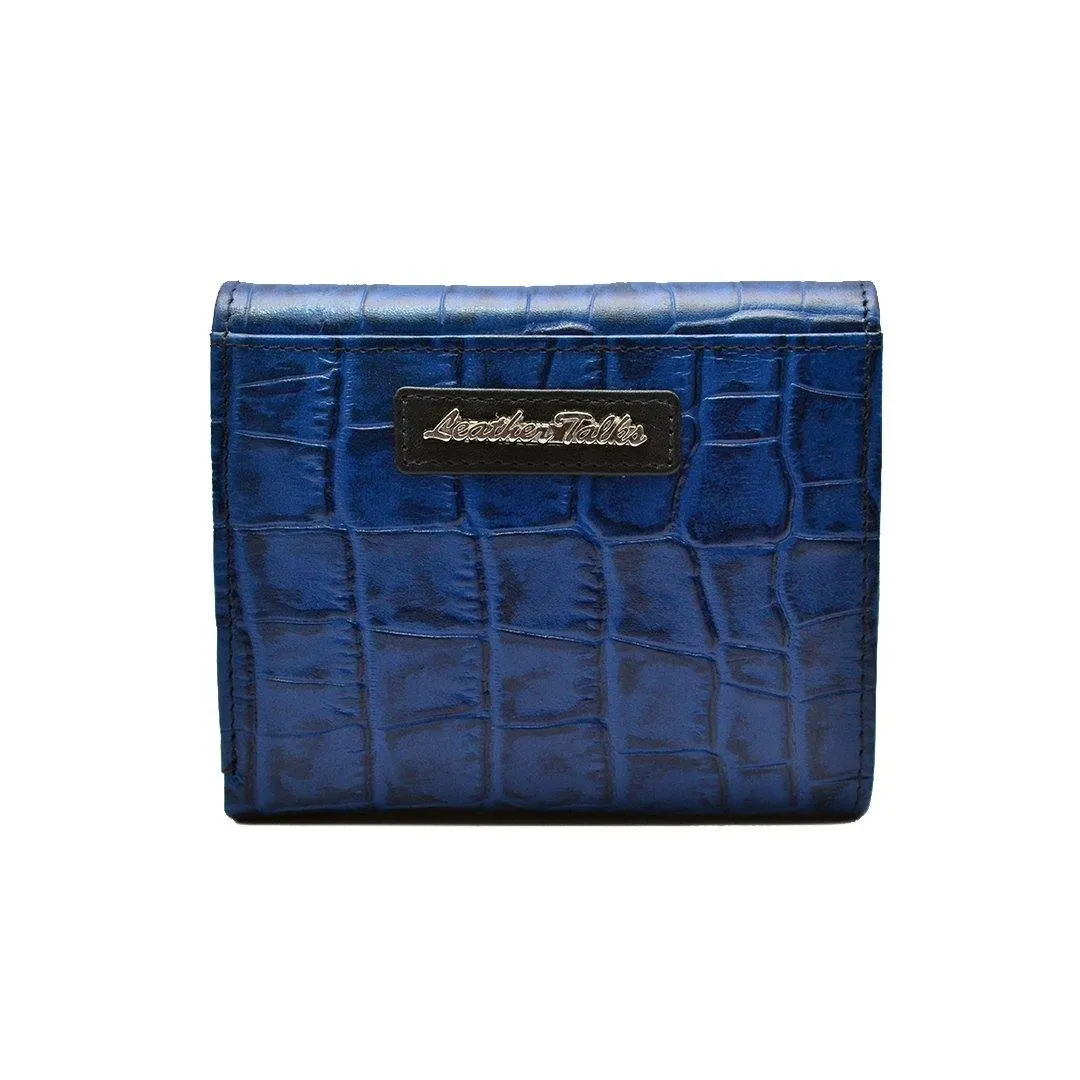 Keva Ladies Wallet | Croco Leather Wallet for Women | 100% Genuine Leather | Color: Black, Blue, Green, Tan & Purple