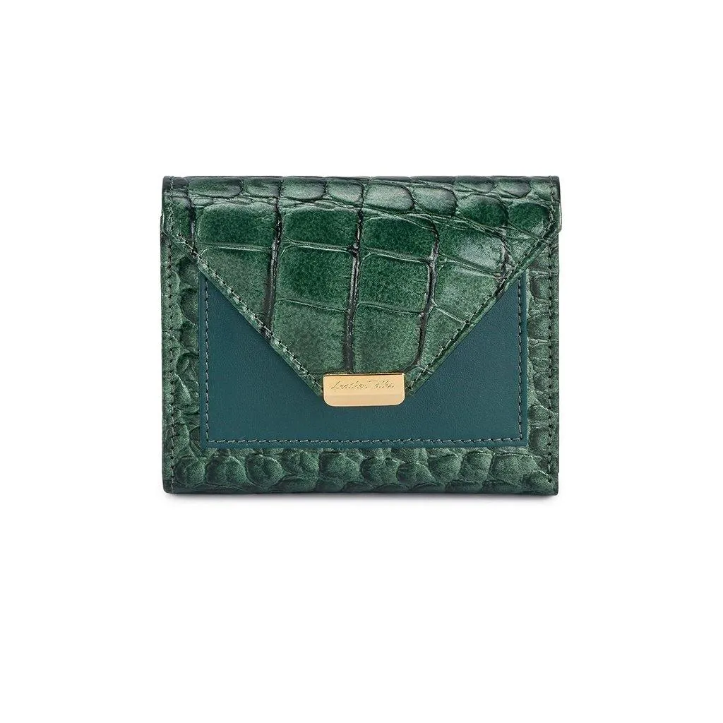 Keva Ladies Wallet | Croco Leather Wallet for Women | 100% Genuine Leather | Color: Black, Blue, Green, Tan & Purple