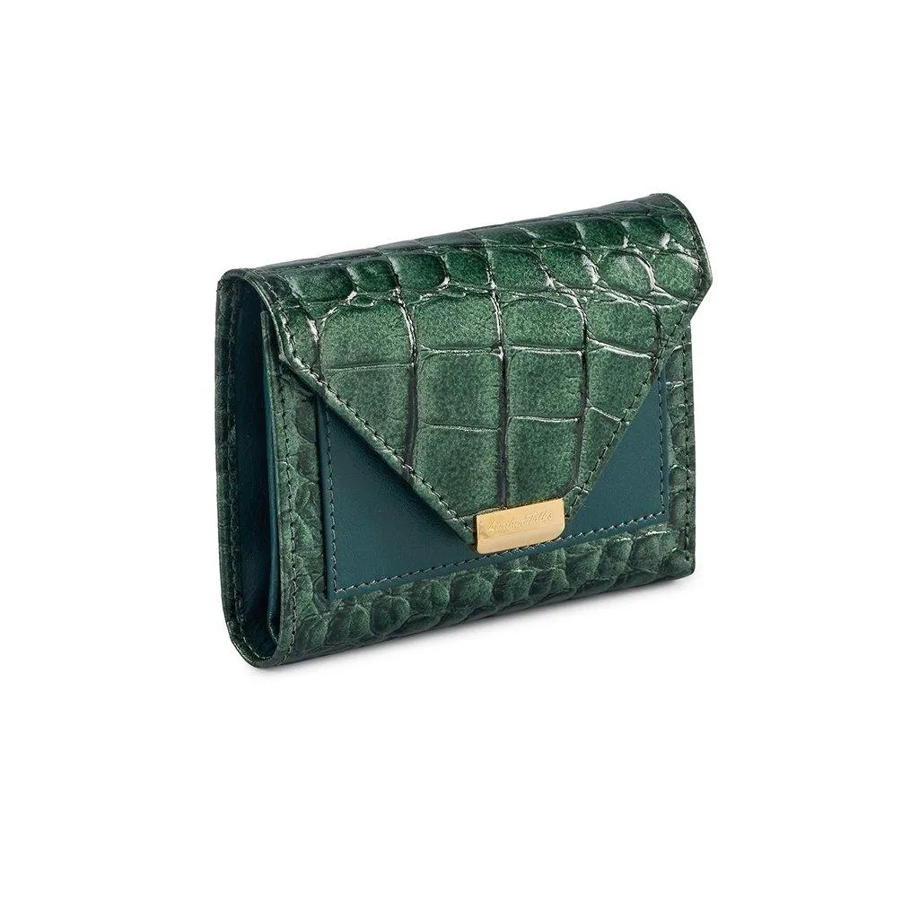 Keva Ladies Wallet | Croco Leather Wallet for Women | 100% Genuine Leather | Color: Black, Blue, Green, Tan & Purple