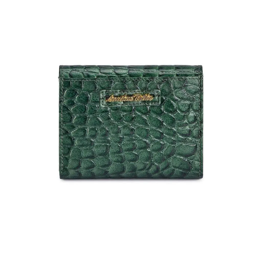 Keva Ladies Wallet | Croco Leather Wallet for Women | 100% Genuine Leather | Color: Black, Blue, Green, Tan & Purple