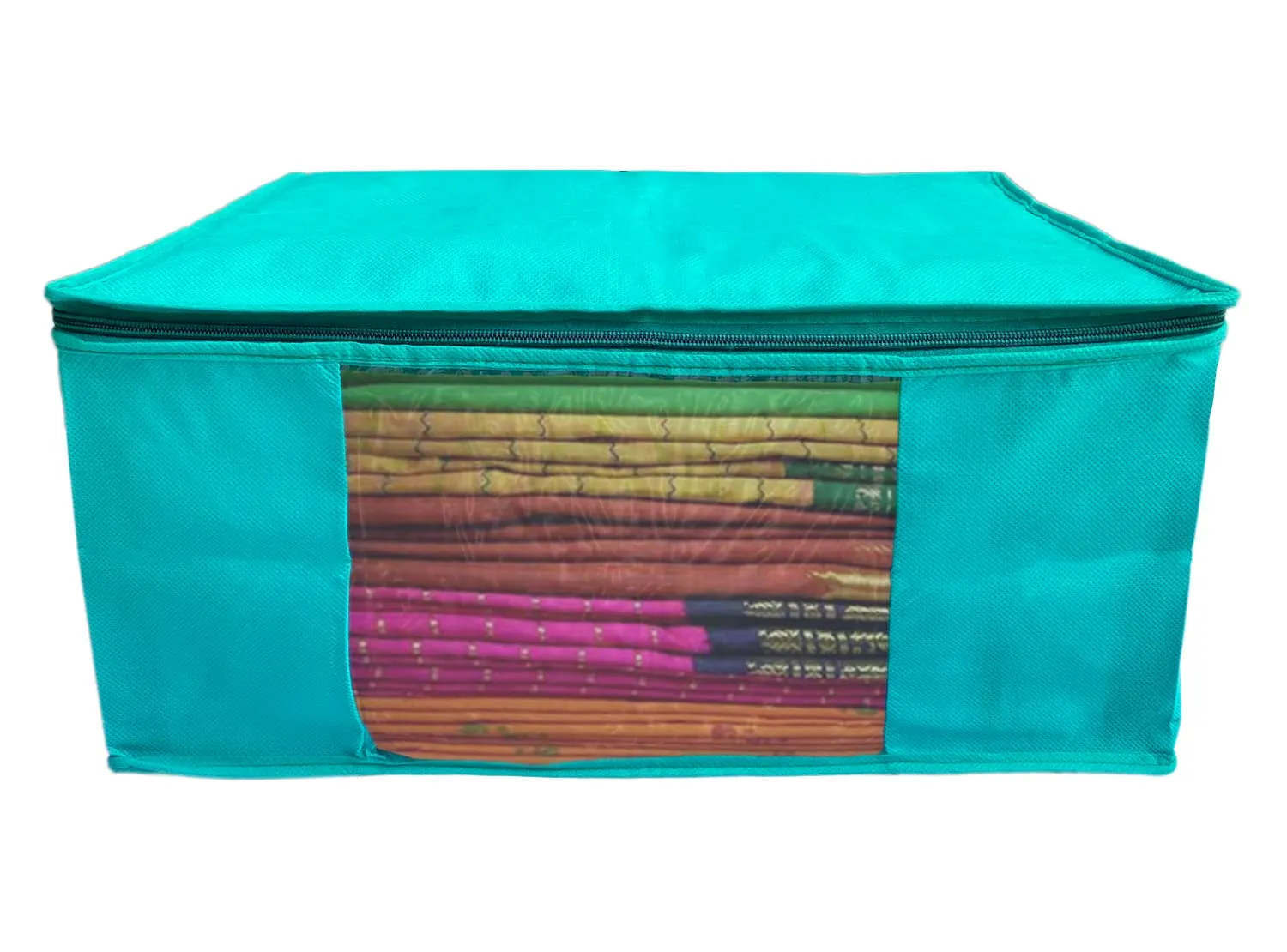 Kuber Industries Multiuses Non-Woven Saree Covers/Clothes Storage Bag/Wardrobe Organizer- Pack of 3 (Blue)