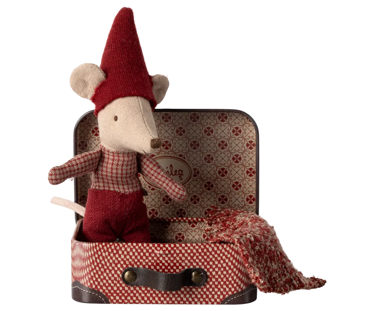 Maileg Christmas Mouse, Baby in Suitcase