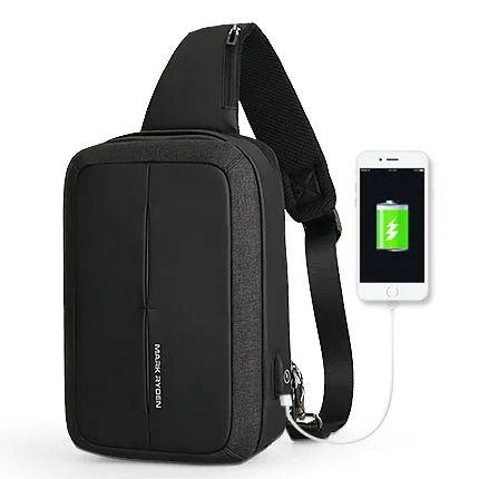 Mark Ryden New Men Crossbody Bag Business Shoulder bag High Capacity Chest Bag USB Recharging Design