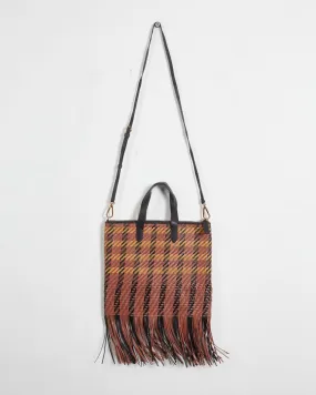 Marni fringed crossbody/top handle bag, brown, black & yellow