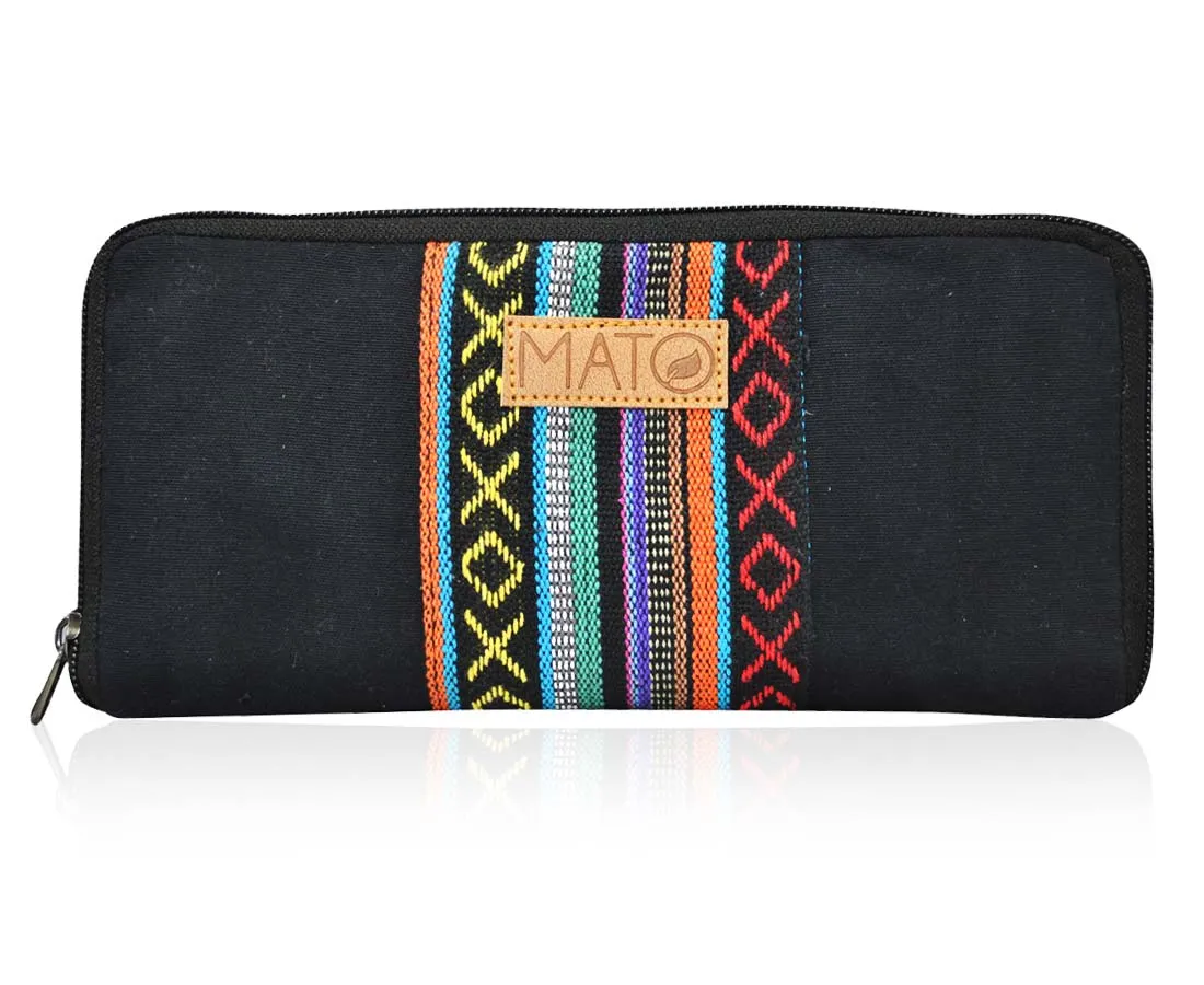 Mato Woven Wallet Wristlet Purse Baja Pattern Black