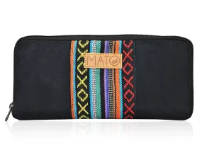 Mato Woven Wallet Wristlet Purse Baja Pattern Black