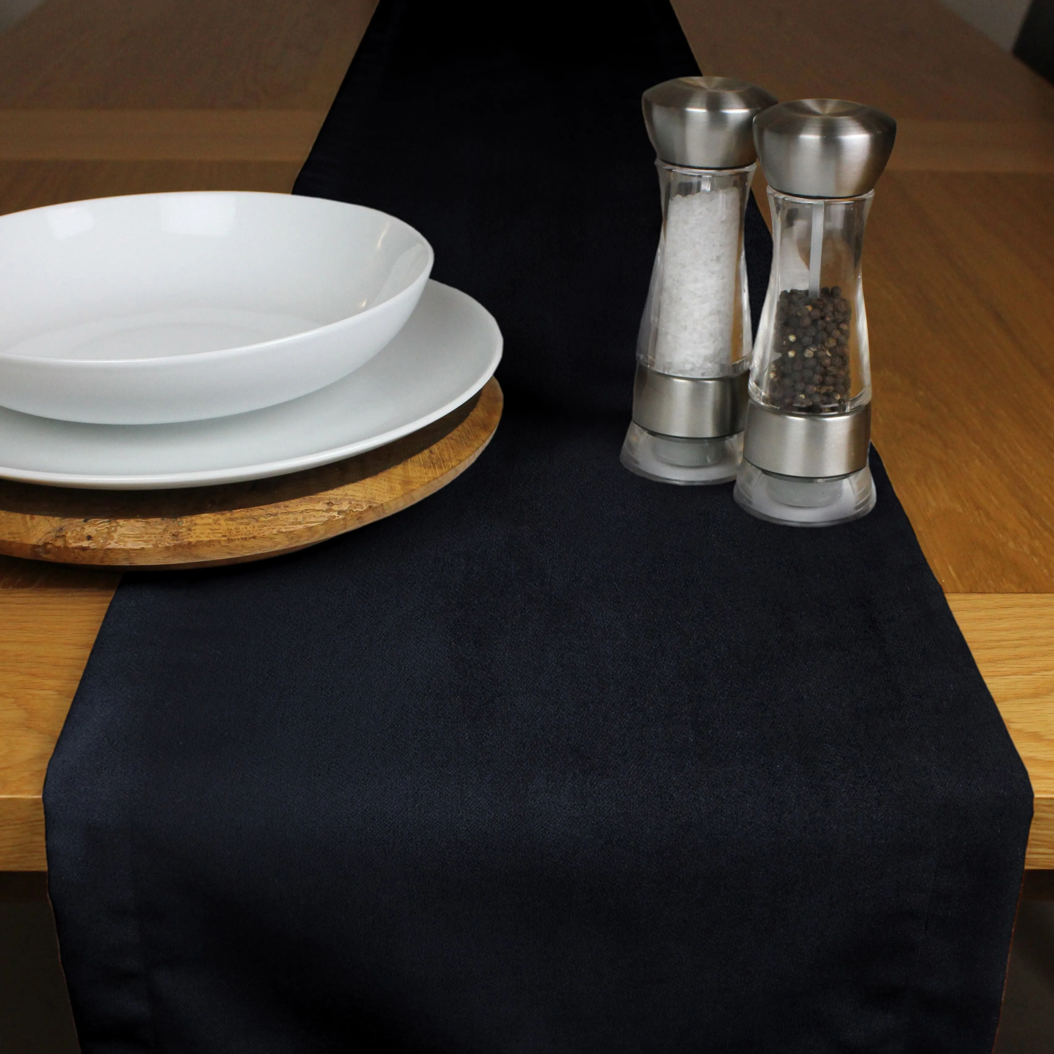 Matt Black Velvet Table Runner