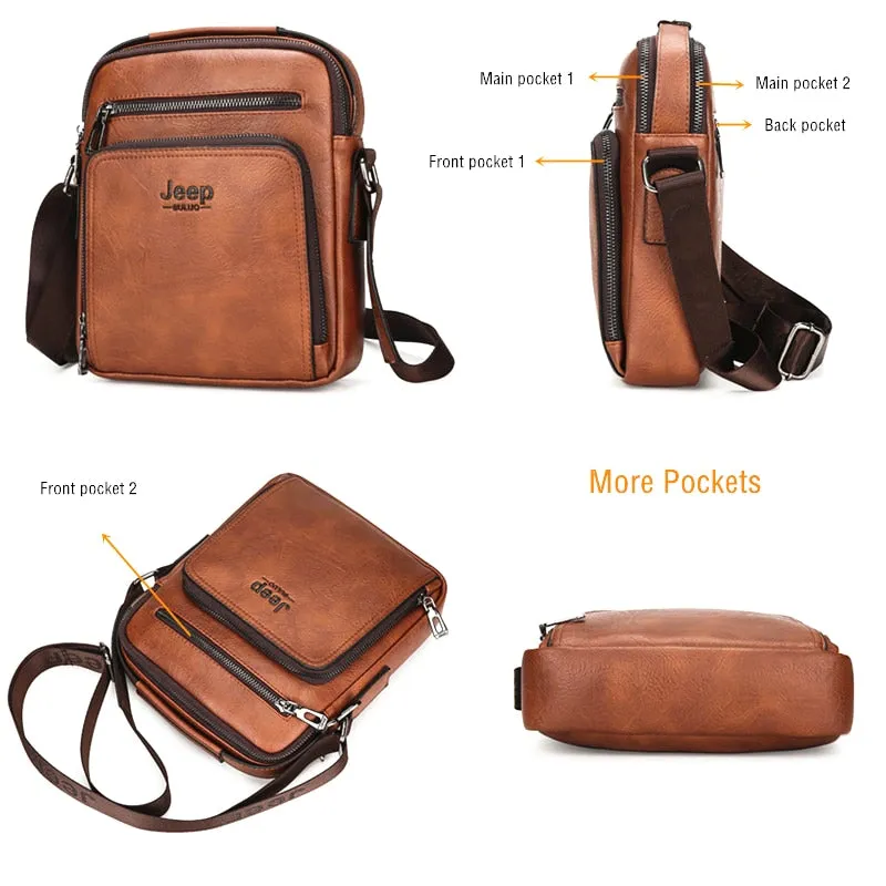 Men Leather Shoulder Bag 2 piece set Handbags Business Casual Messenger Bag Crossbody Male Tote Bags High Quality