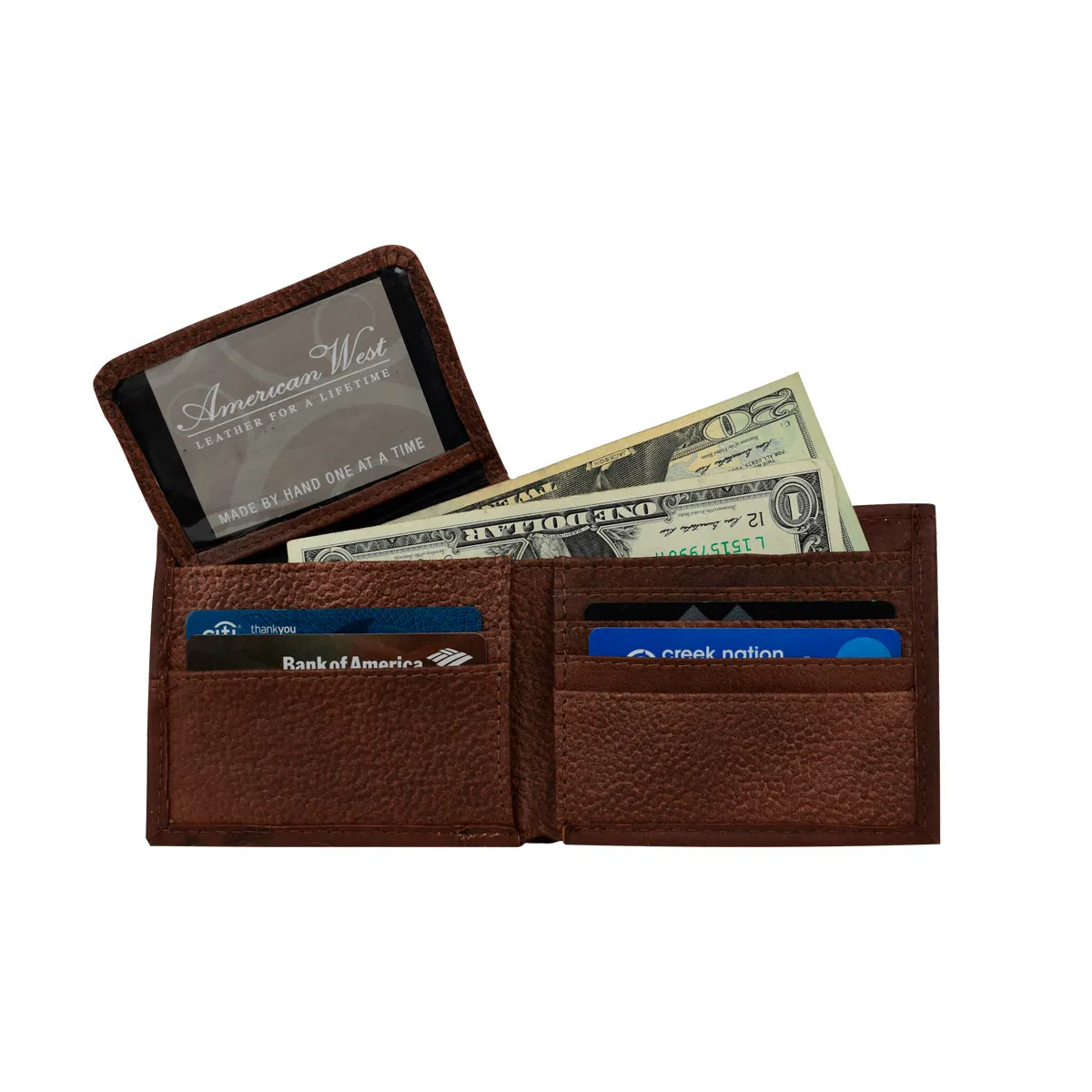 Men's Bi-Fold Wallet - Distressed Charcoal Brown