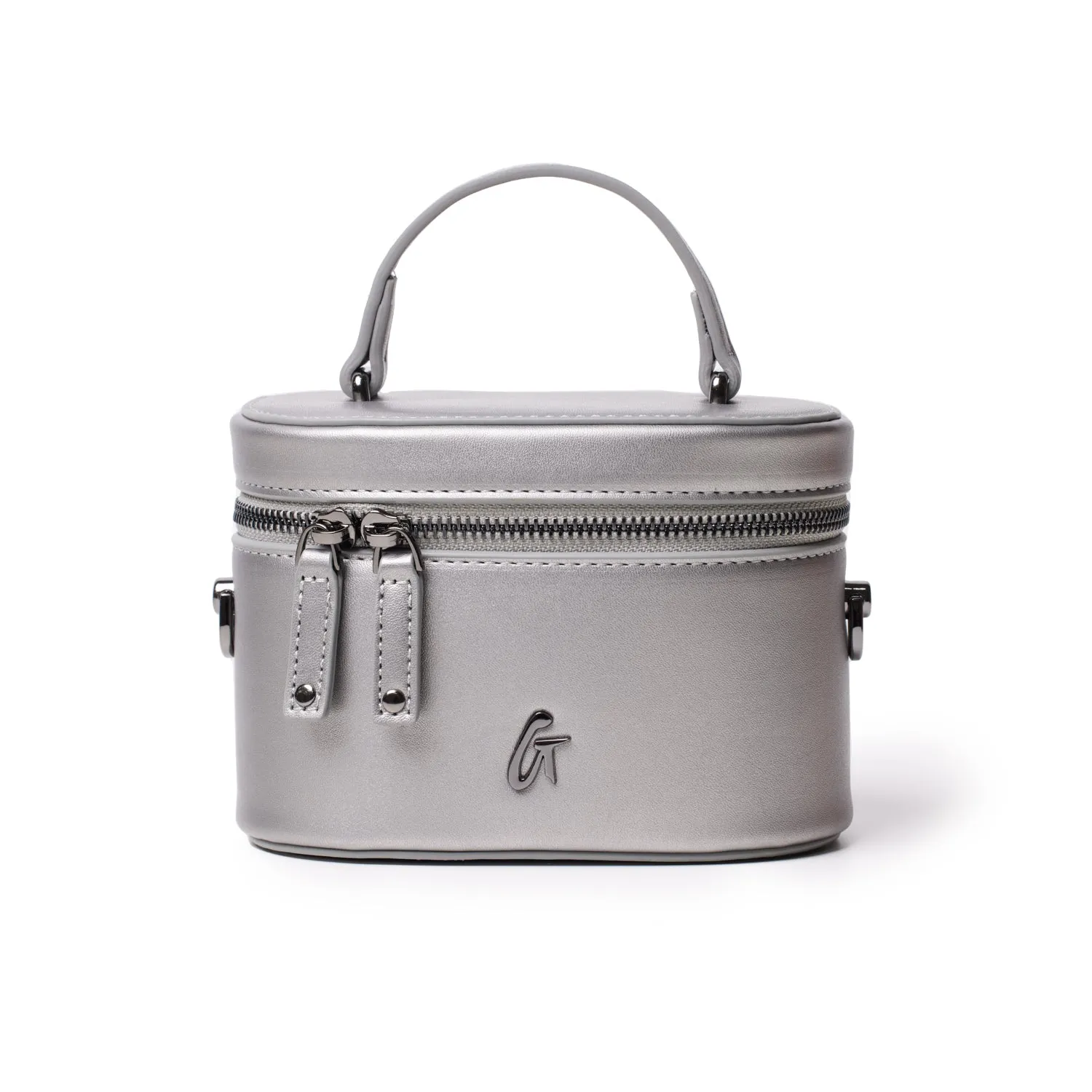 MINI SMOOTH GUNMETAL VANITY BAG - PLATINUM