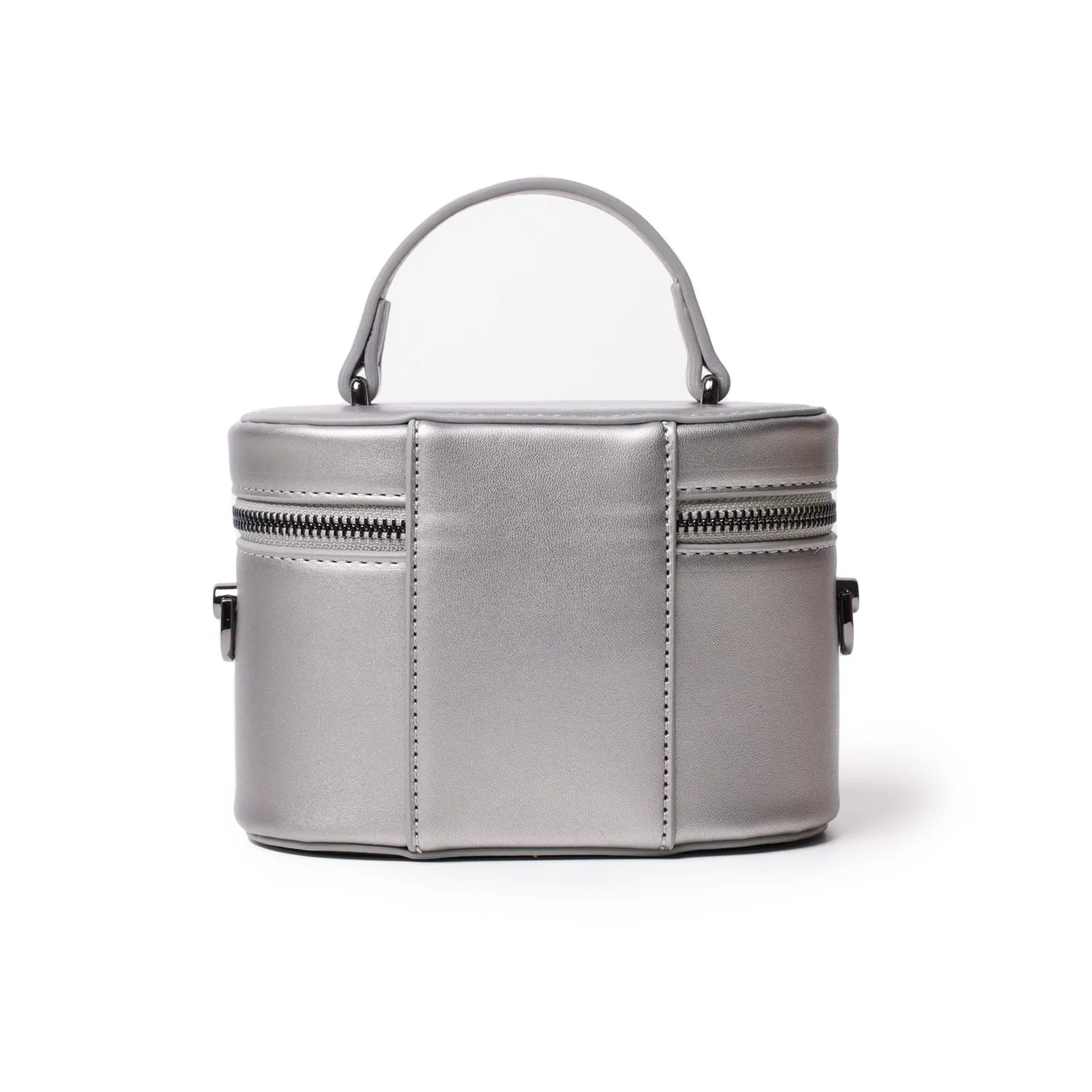 MINI SMOOTH GUNMETAL VANITY BAG - PLATINUM