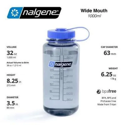 Nalgene 32oz BPA Free Wide Mouth Water Bottle (1,000ml)