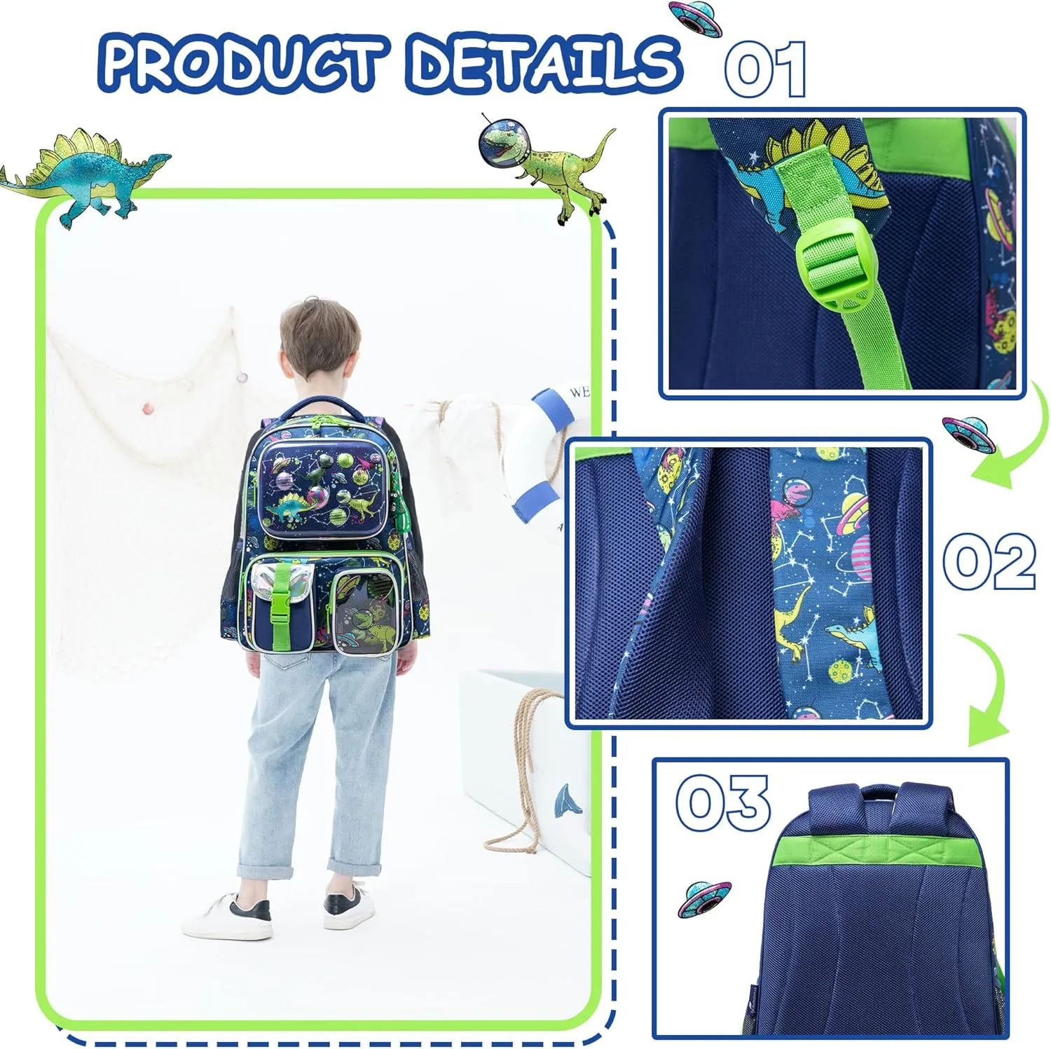 (NET) Space Cute School Backpacks Set Of 3 Pcs