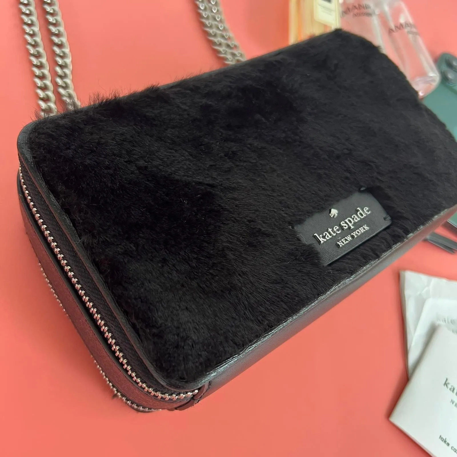 Neve Shearling Embellished Chain Bag