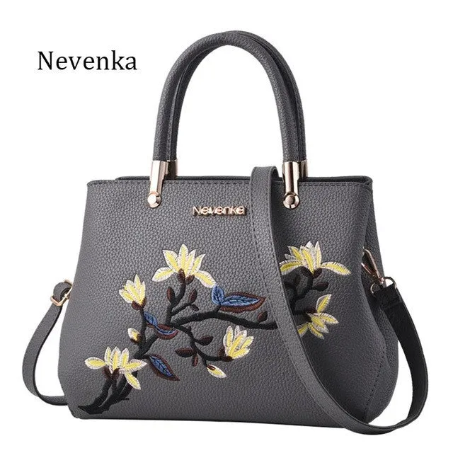 Nevenka Women Bag Zipper Embroidery Handbag Flower Bag Floral Tote Ladies Evening Strap Bags Colorful Female Messenger Bags Sac