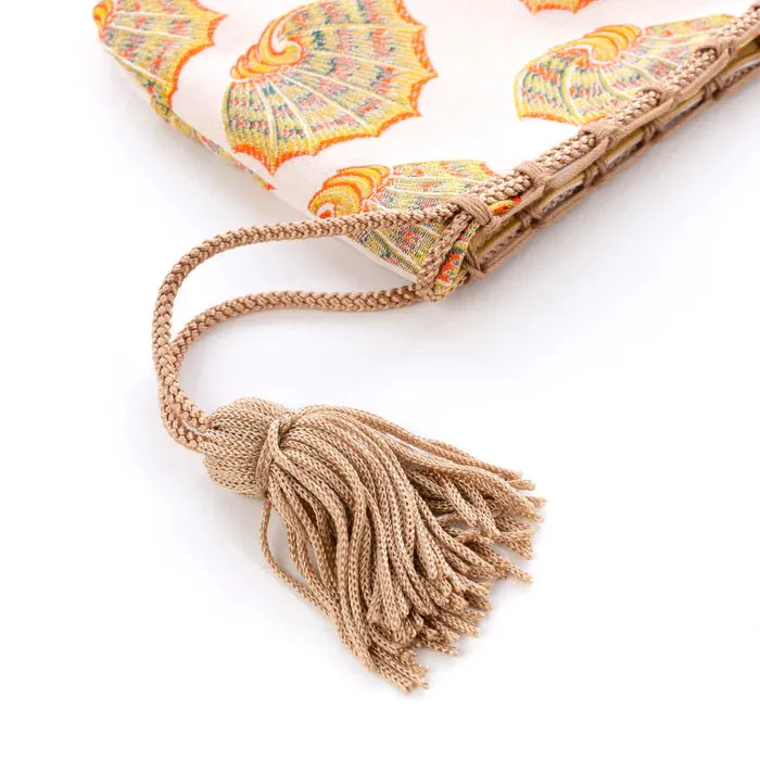 Nishijin-ori Small Drawstring Bag - Shell -,  Made in Kyoto, Japan,  Japanese traditional craft purse