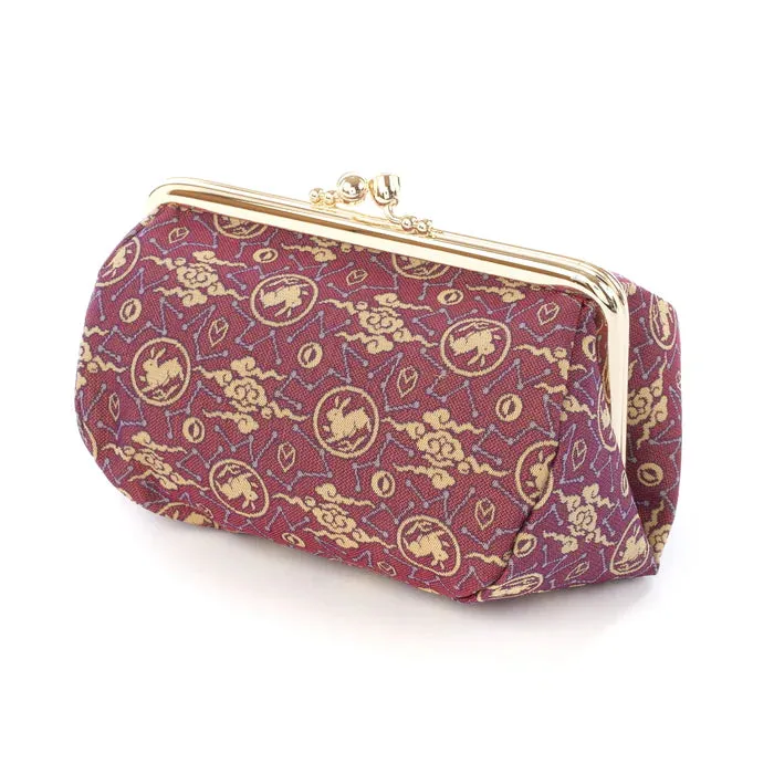 Nishijin-ori Small Pouch - Rabbit / Purple -, Made in Kyoto, Japan, Cosmetic Pouch, Makeup Pouch, Japanese Gamaguchi Pouch, Travel Toiletry Pouch, Stationery Pouch, Bag organizer, Bag in Bag