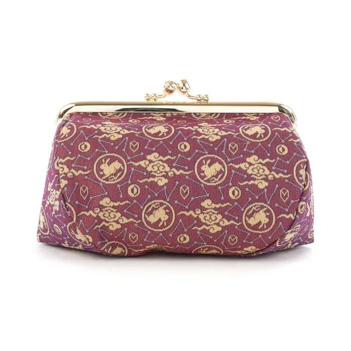 Nishijin-ori Small Pouch - Rabbit / Purple -, Made in Kyoto, Japan, Cosmetic Pouch, Makeup Pouch, Japanese Gamaguchi Pouch, Travel Toiletry Pouch, Stationery Pouch, Bag organizer, Bag in Bag