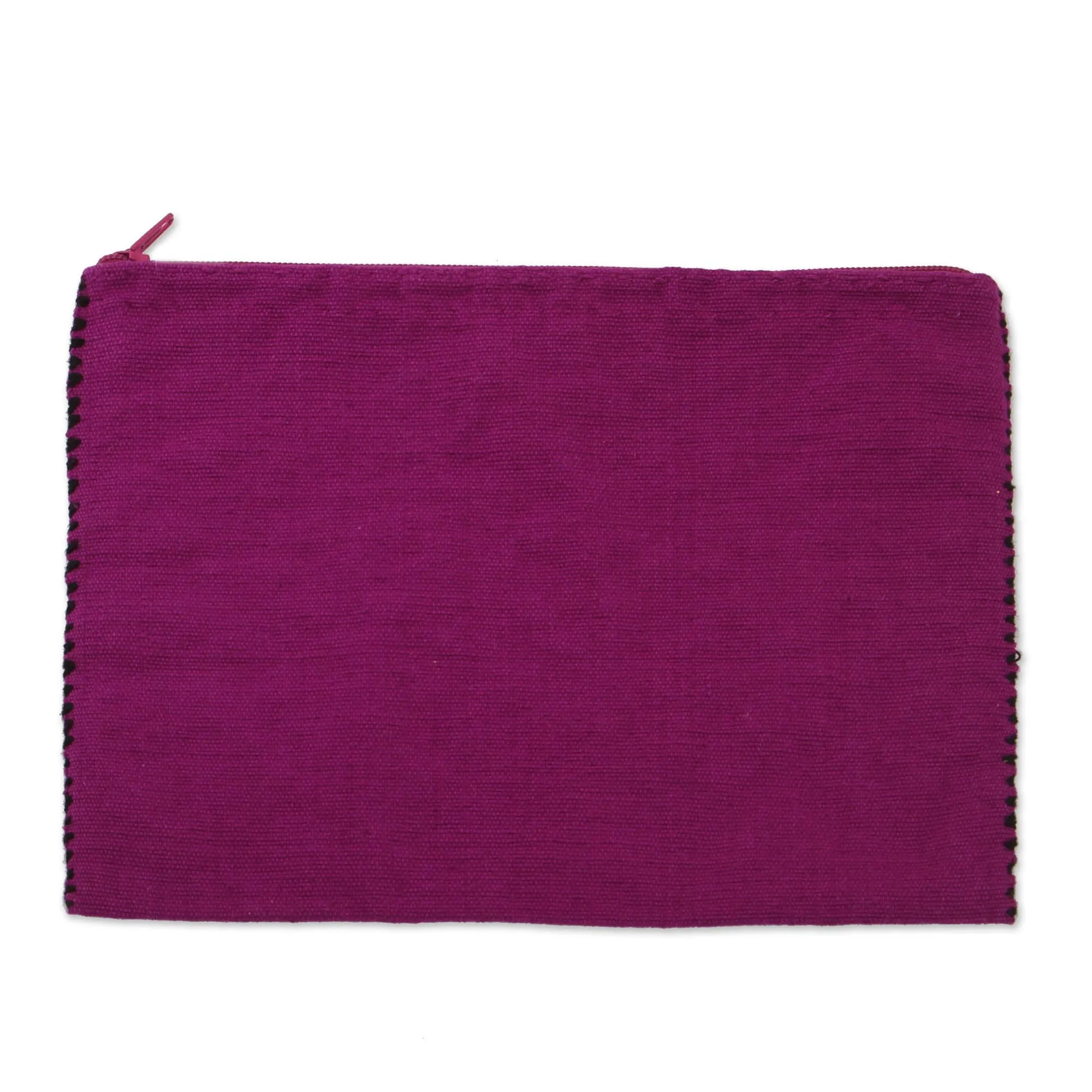 Nocturnal Dreams Cotton Cosmetic Bag in Amethyst and Black from Mexico