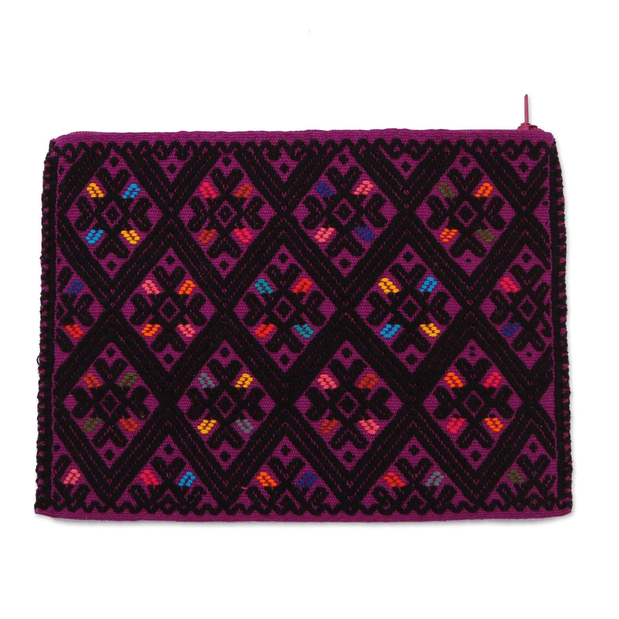 Nocturnal Dreams Cotton Cosmetic Bag in Amethyst and Black from Mexico