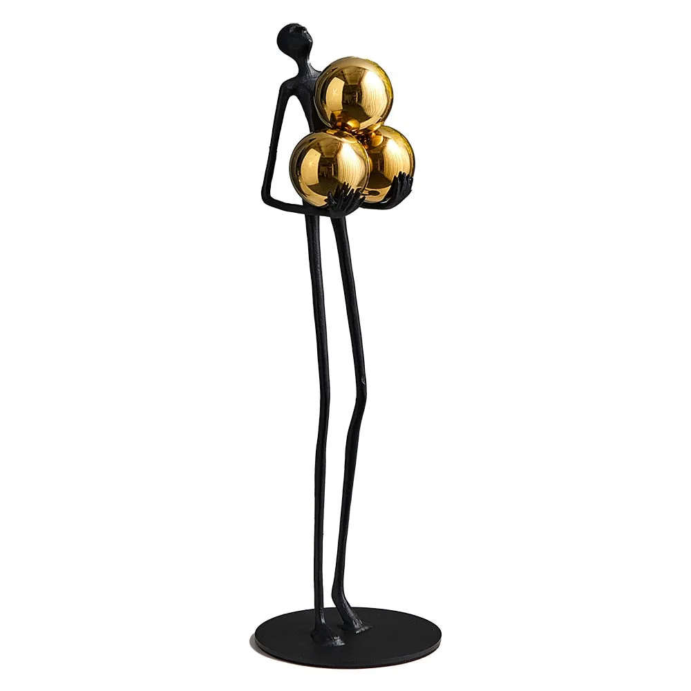 Nordic Elegant Floor Ball Figures: Metal Sculpture Decorative Statues for Home and Office