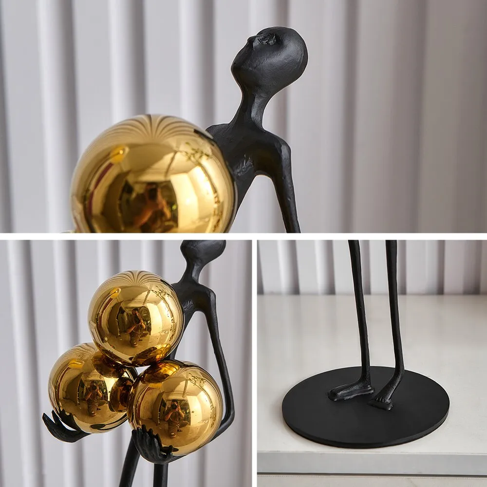 Nordic Elegant Floor Ball Figures: Metal Sculpture Decorative Statues for Home and Office