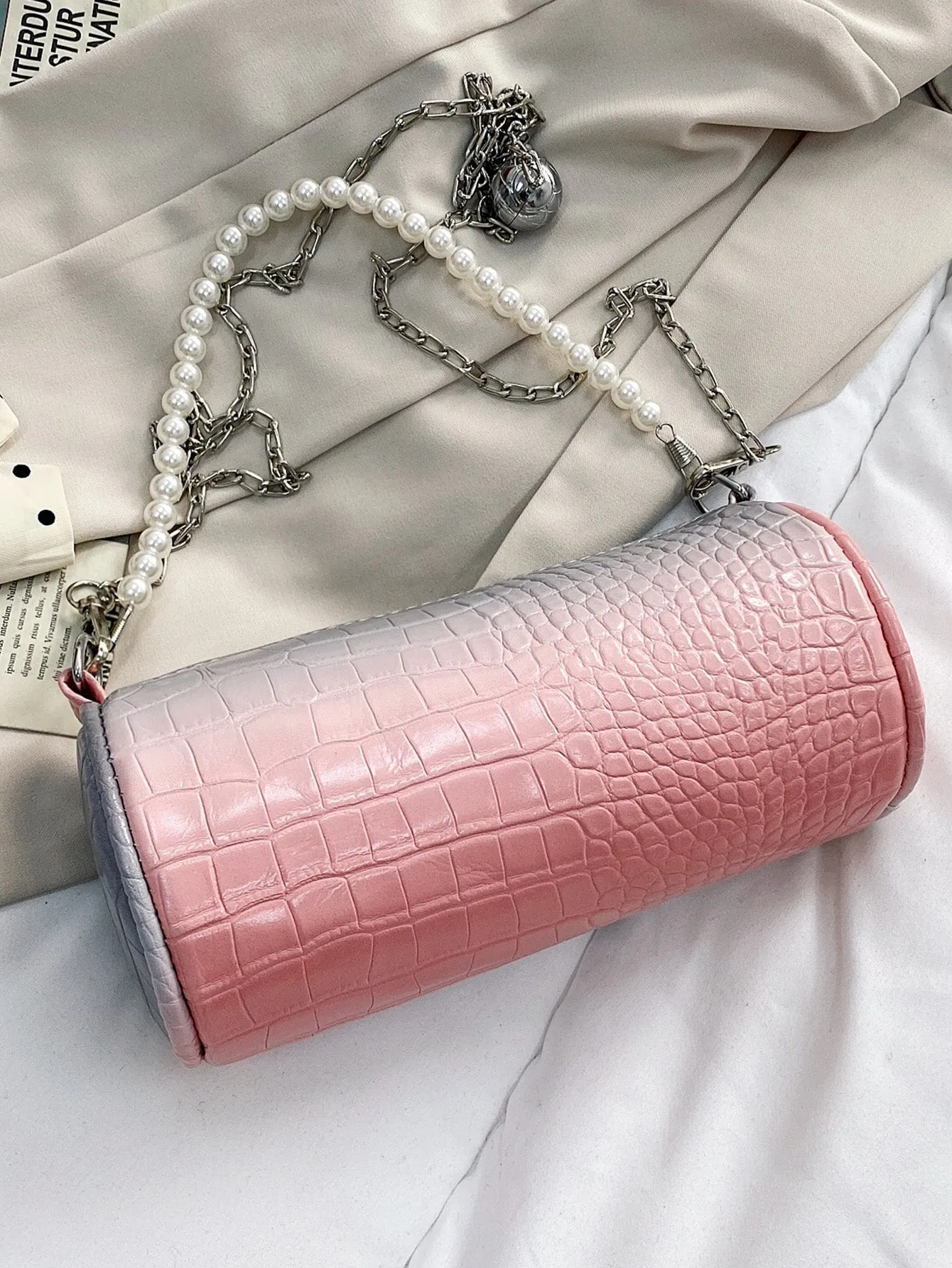 Ombre Croc Embossed Bucket Bag