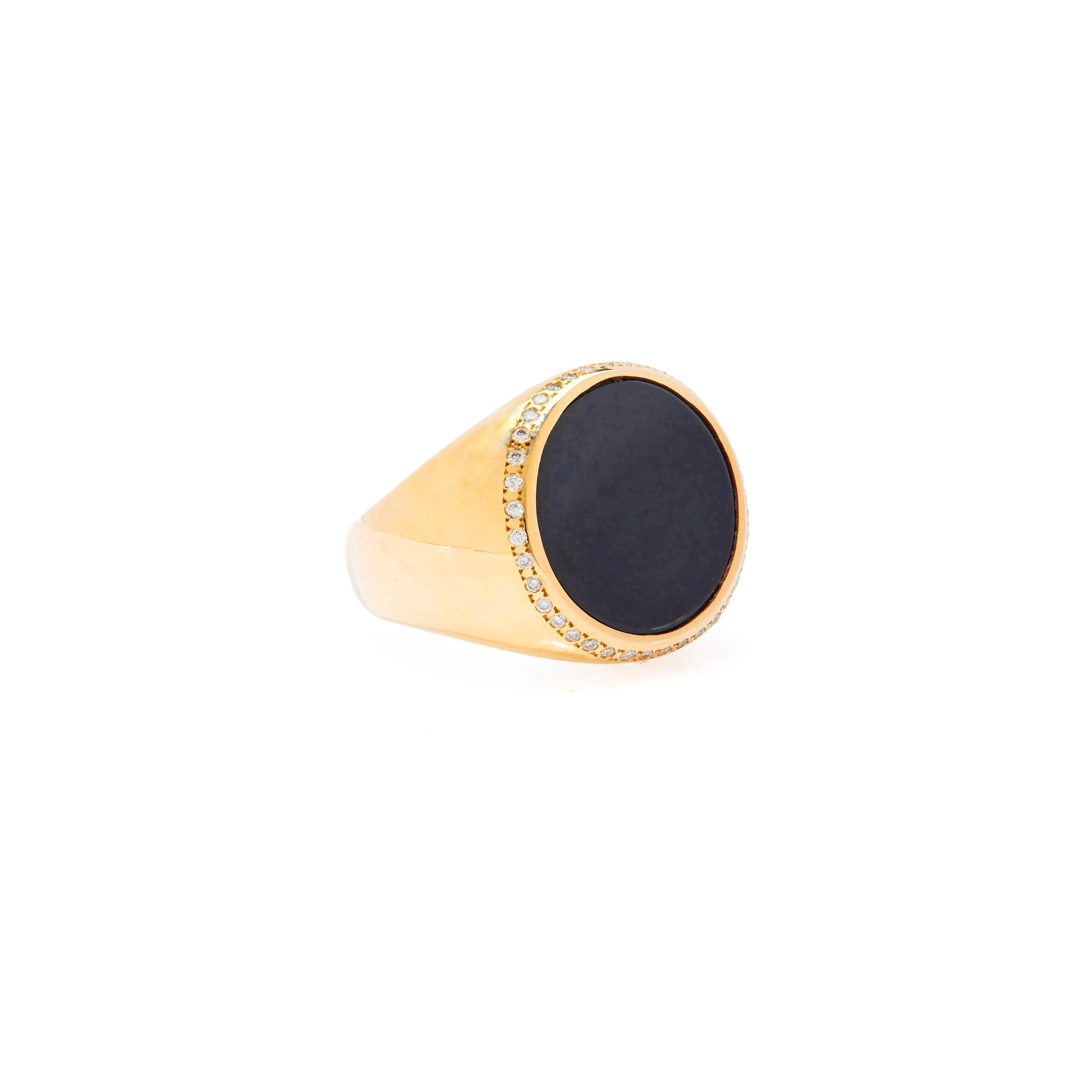 Onyx Tablet Ring with Pave Diamonds