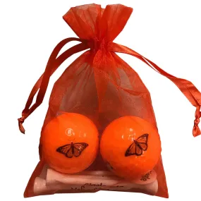 Orange Butterfly 2 Golf Balls & 4 Tees Pack