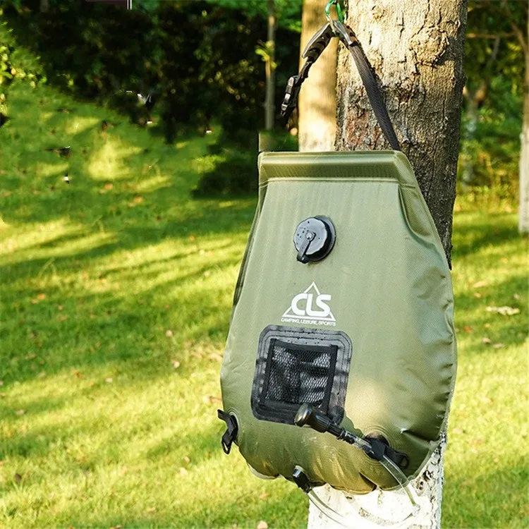 Outdoor Bathing Bag Self-driving Camping Solar Hot Water Bottle 20L Water Storage Bag(Army Green)