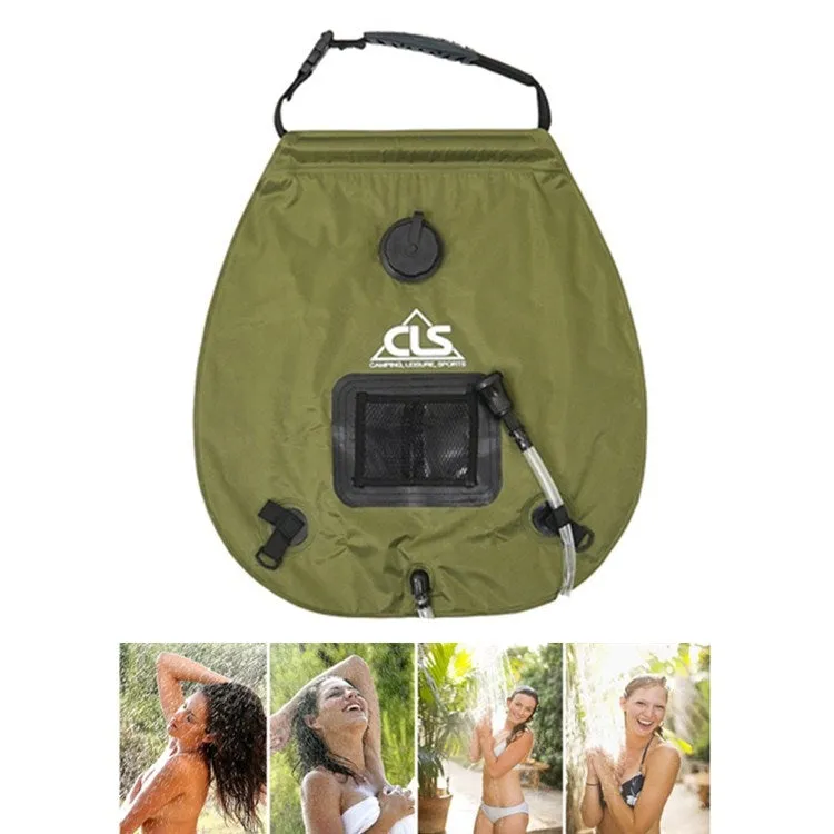 Outdoor Bathing Bag Self-driving Camping Solar Hot Water Bottle 20L Water Storage Bag(Army Green)