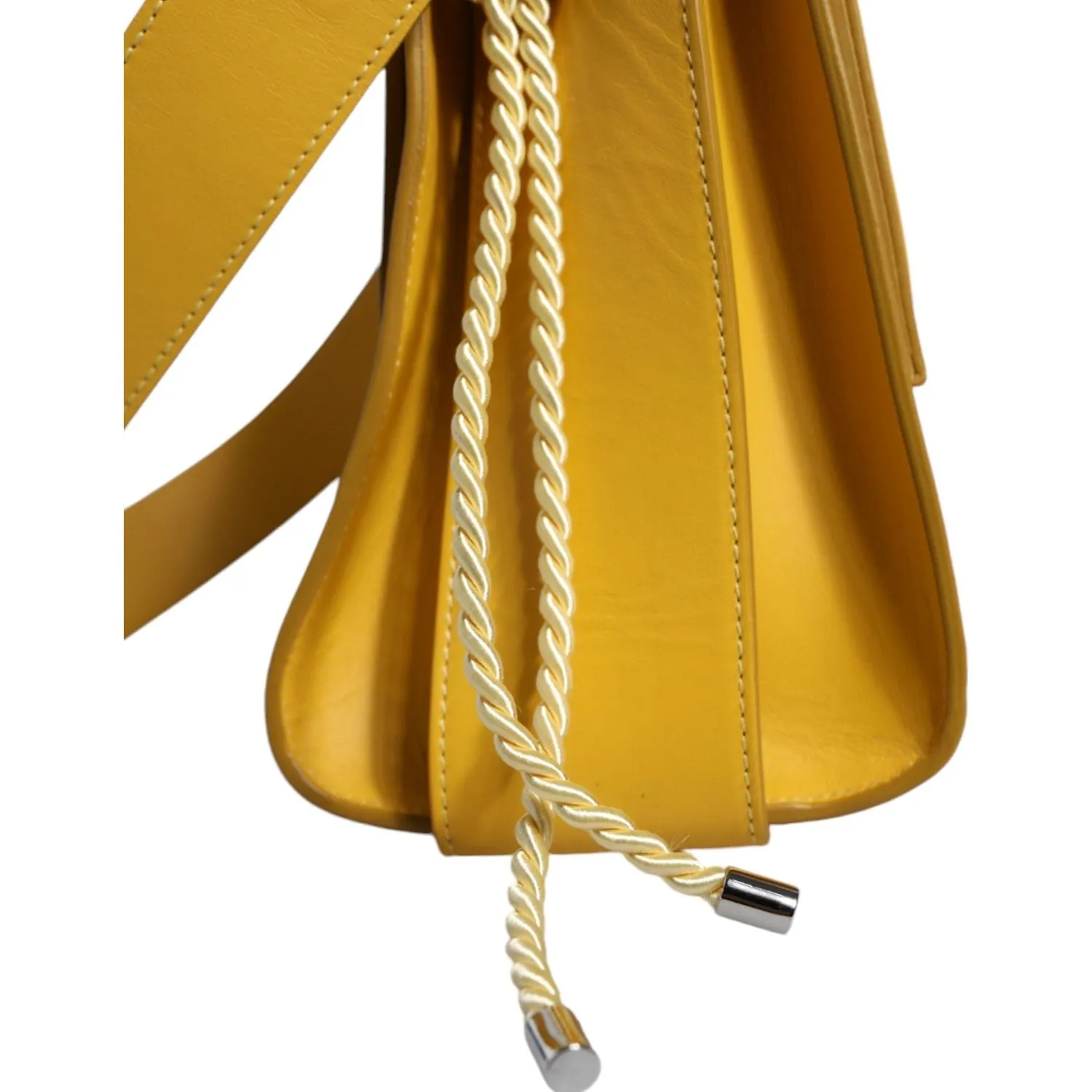 Patrizia Pepe Yellow Leather Shoulder Strap Top Handle Bag