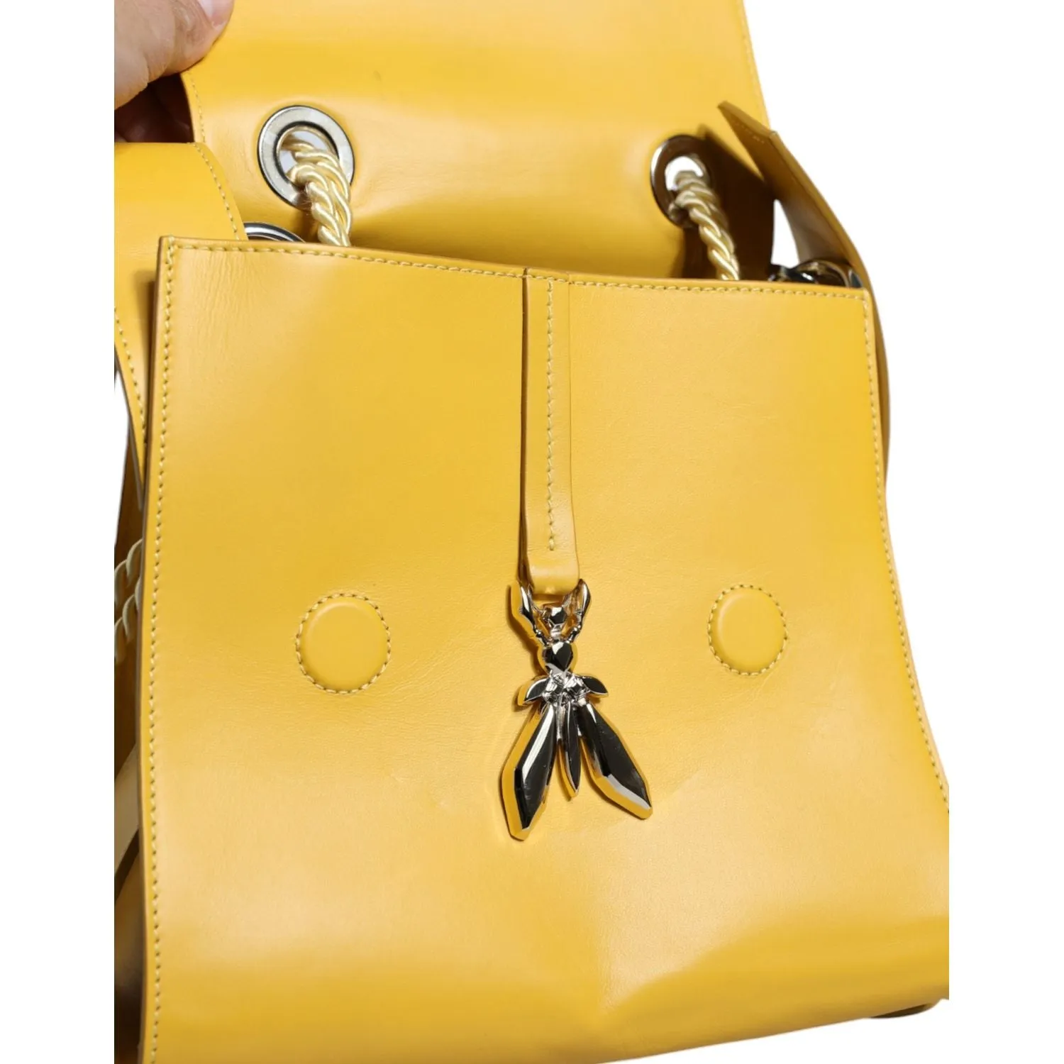 Patrizia Pepe Yellow Leather Shoulder Strap Top Handle Bag