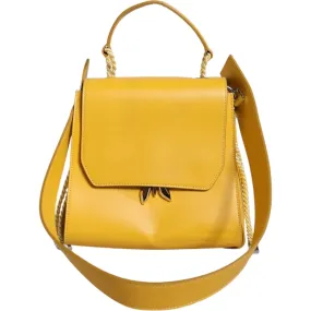 Patrizia Pepe Yellow Leather Shoulder Strap Top Handle Bag