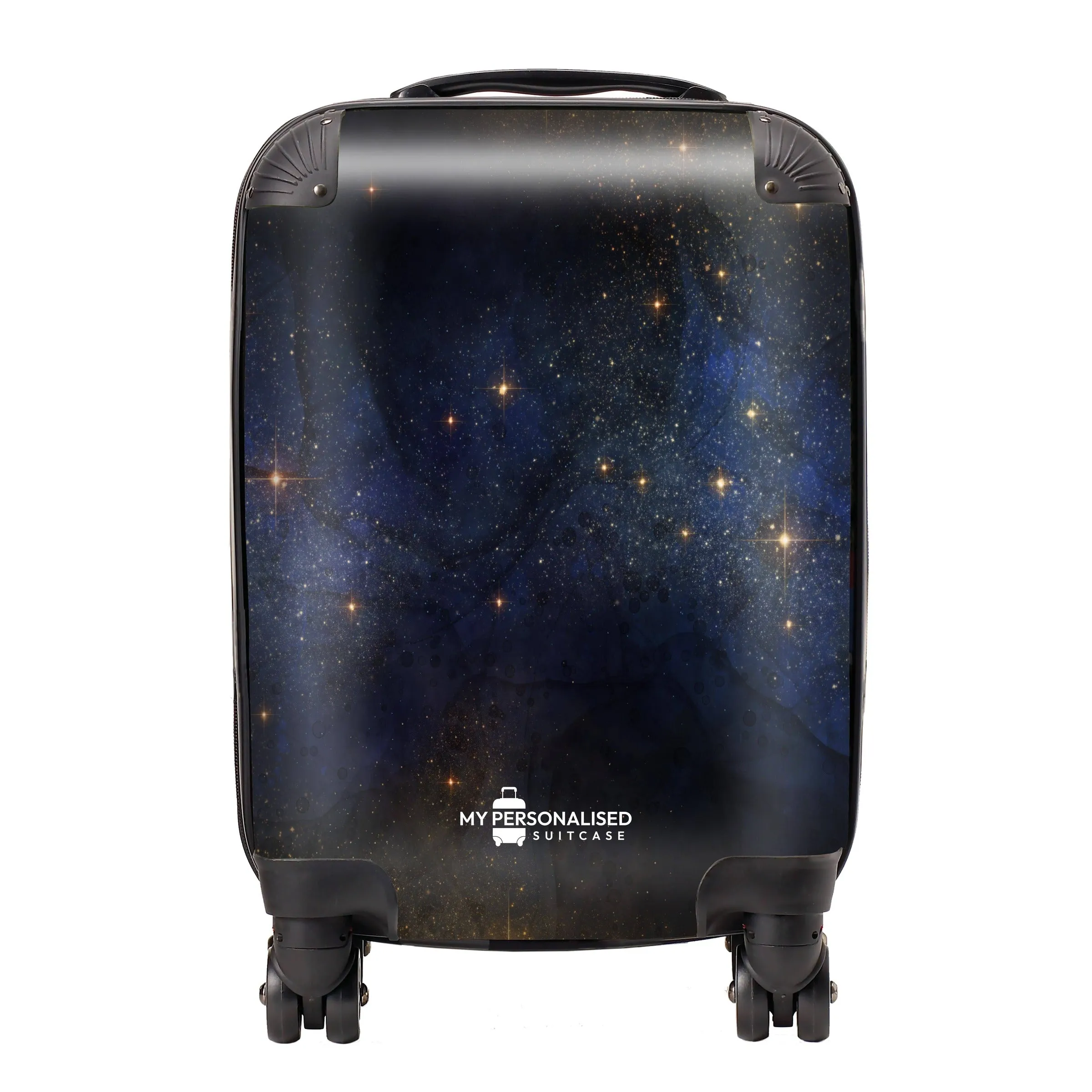 Personalised Awash with Stars Blue and Orange Suitcase