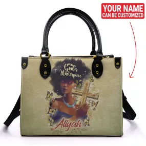 Personalized I Am God's Masterpiece Leather Handbag