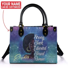 Personalized Strong Black Educated Blessed Leather Handbag