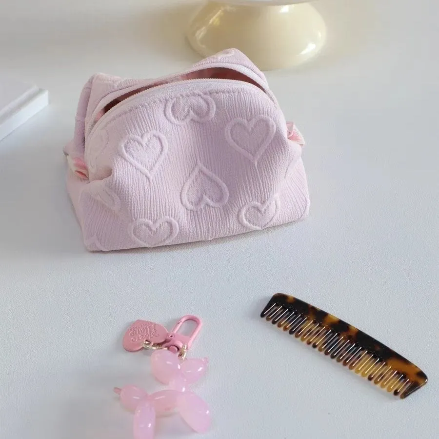 Pink Heart Cosmetic Travel Organizer