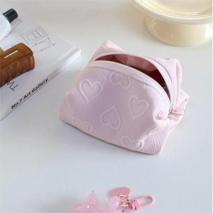 Pink Heart Cosmetic Travel Organizer