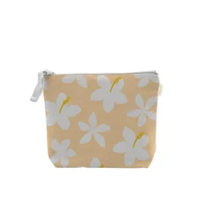 *Plumeria Cream Cosmetic Bag, Large