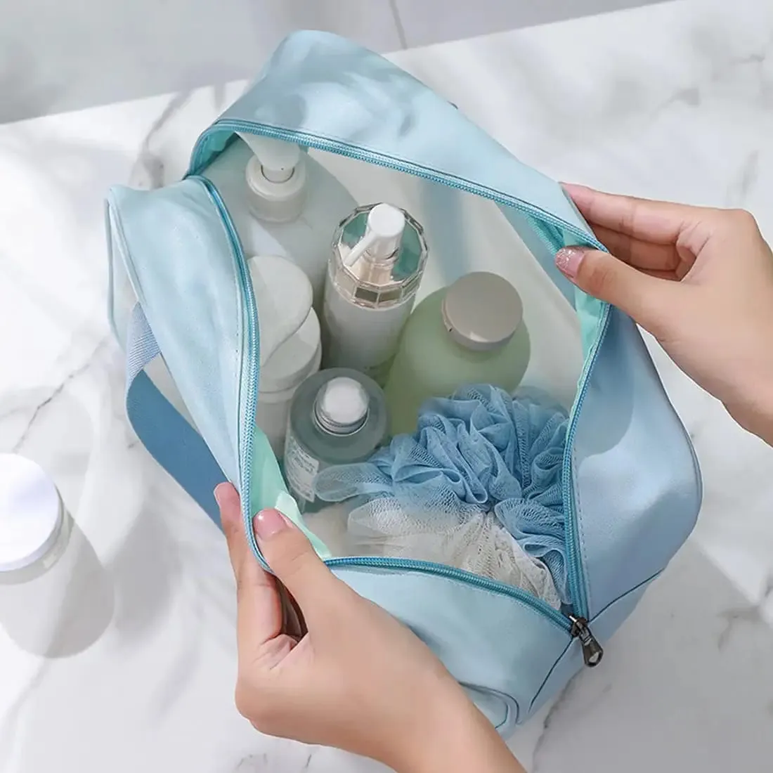 Portable Makeup Organizer Bag WASHBAG-Blue Large(SA2405-123)