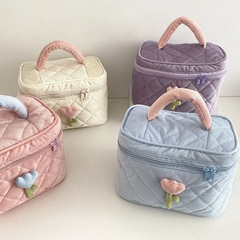 Portable Tulip Flower Cosmetic and Travel Make-up Pouch Bags