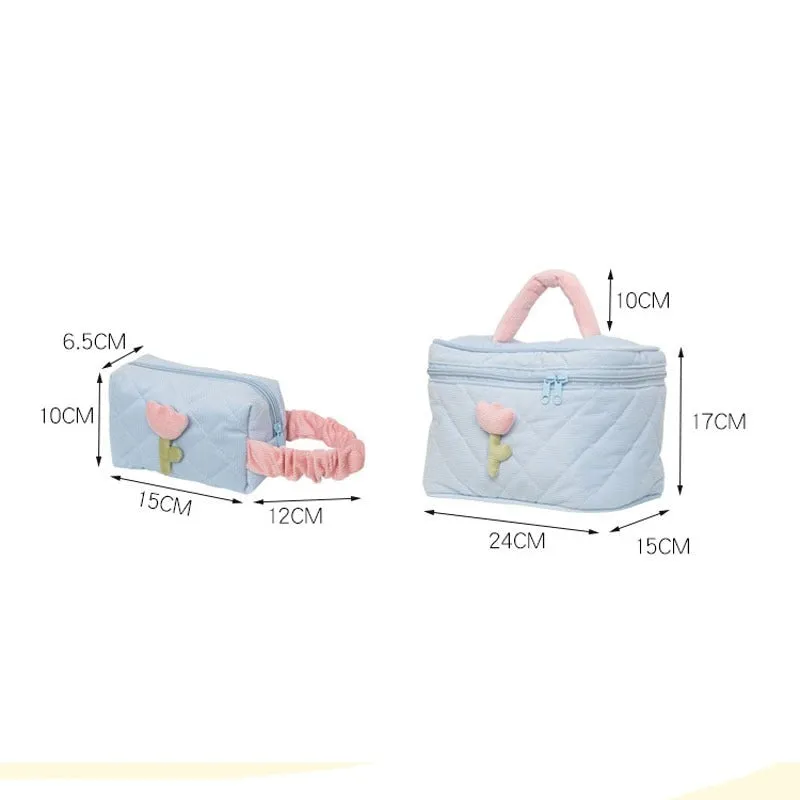 Portable Tulip Flower Cosmetic and Travel Make-up Pouch Bags