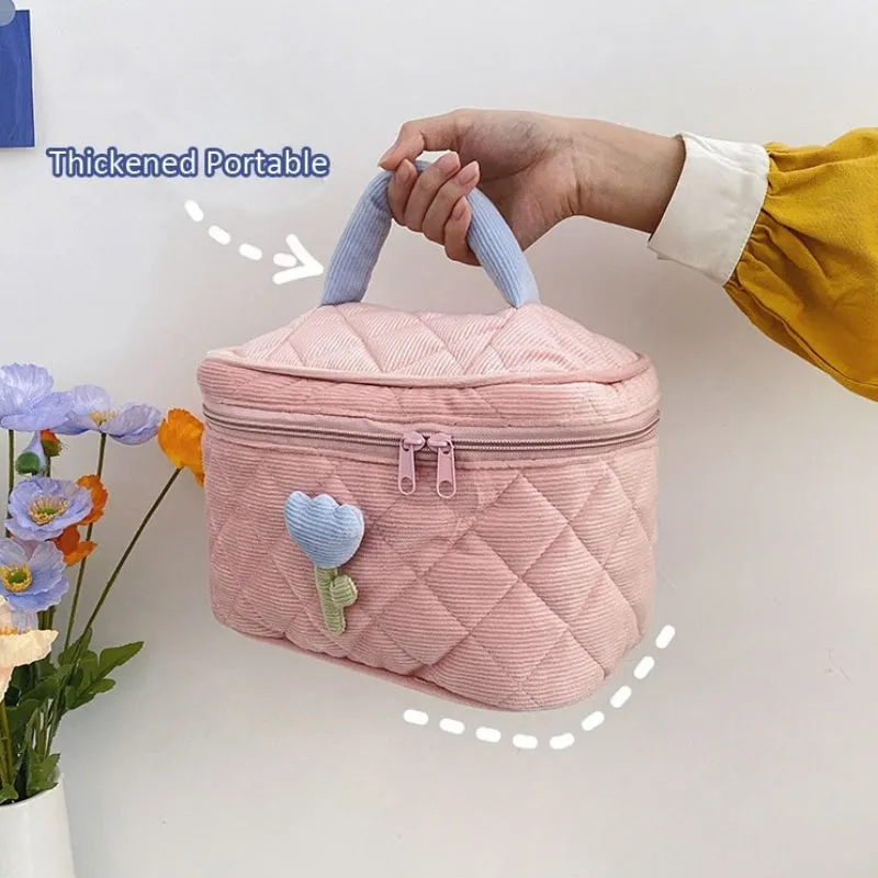 Portable Tulip Flower Cosmetic and Travel Make-up Pouch Bags