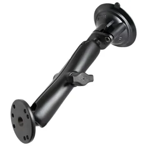 RAM Mount Twist Lock Suction Cup Mount w/Long Double Socket Arm & 2.5" Round Base - AMPS Hole Pattern (9" Length) [RAM-B-166-C-202U]