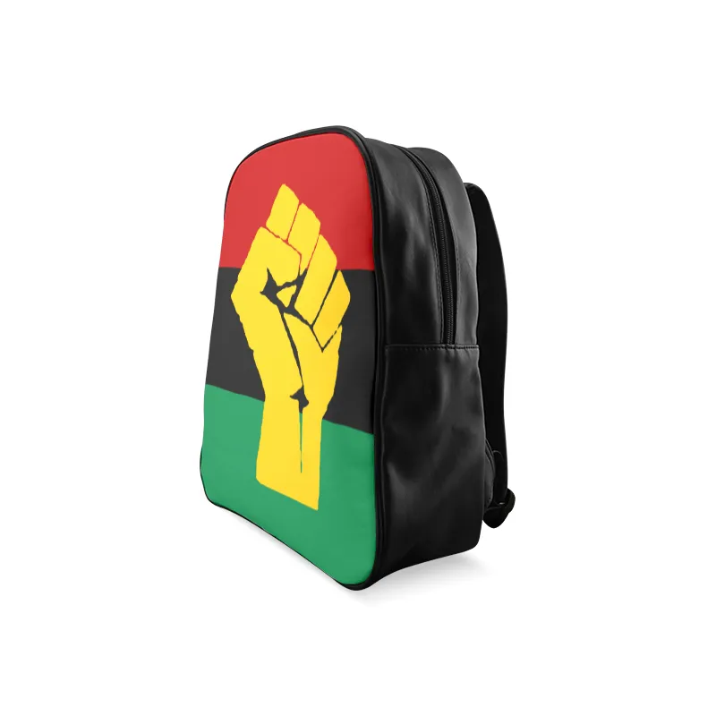 RBG Flag w/ Yellow Fist Leather Bookbag