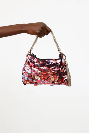 Red & Blue Callie Paillette Chain Bag