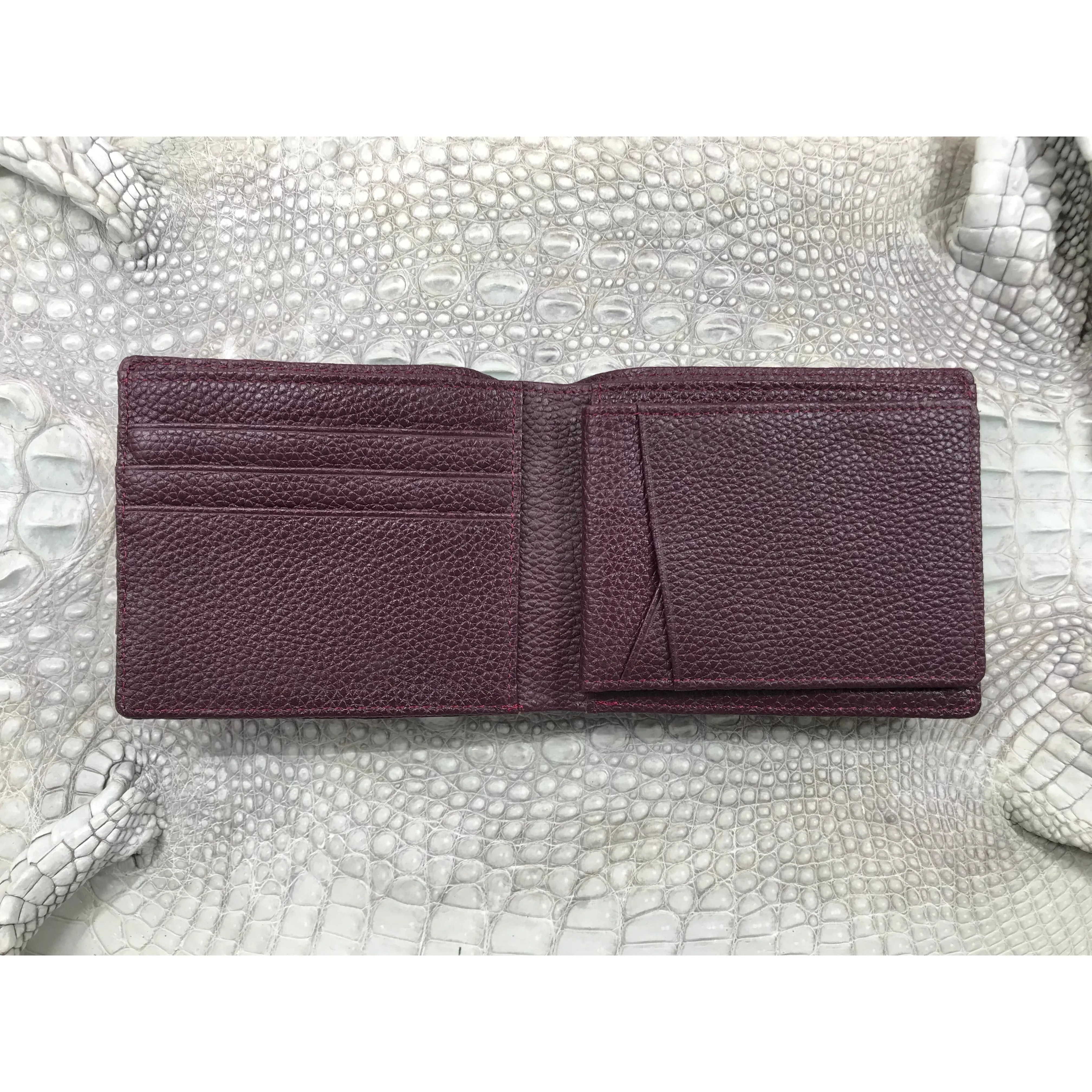 Red Burgundy Alligator Skin Bifold Wallet For Men | Handmade Crocodile Leather Wallet RFID Blocking | VL5639