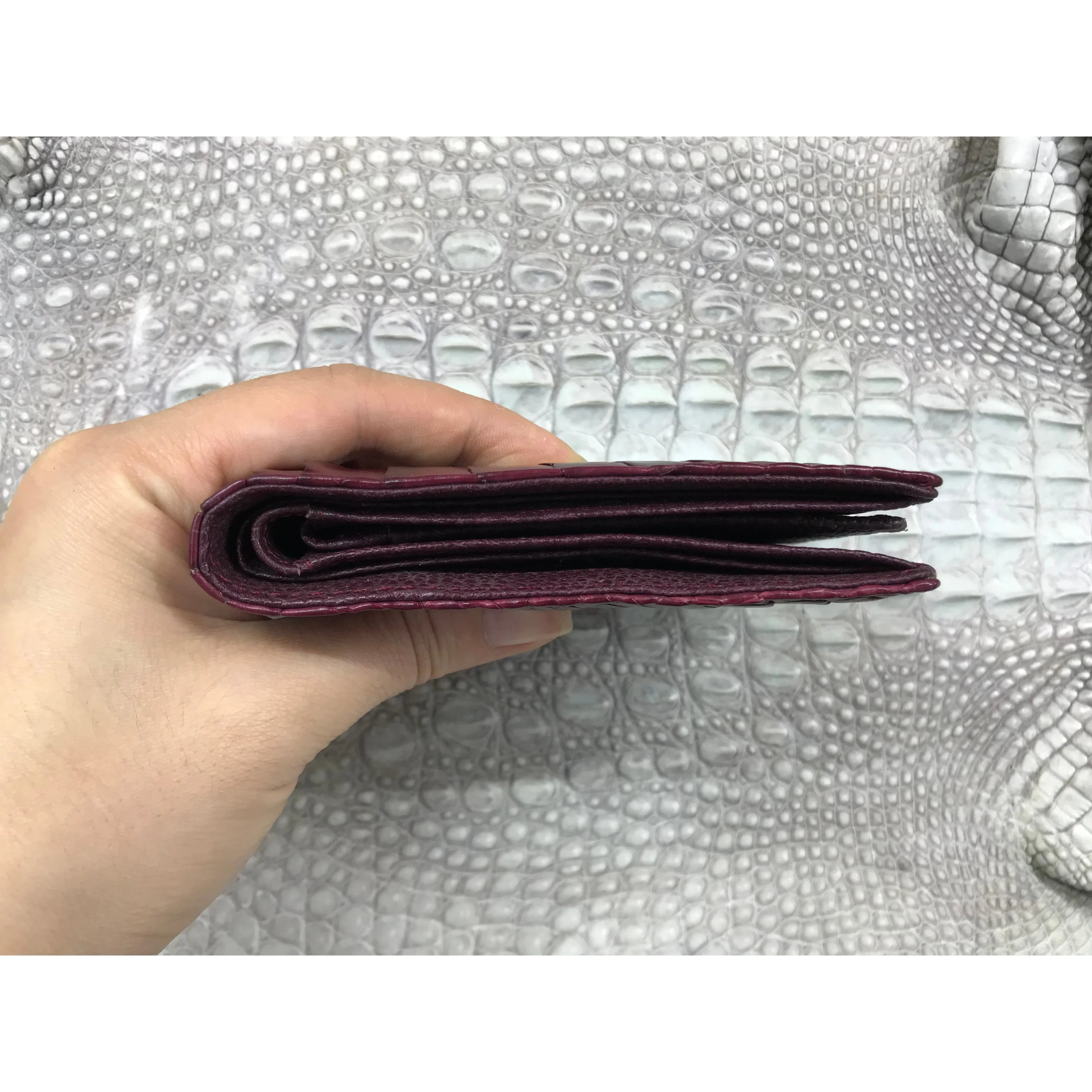 Red Burgundy Alligator Skin Bifold Wallet For Men | Handmade Crocodile Leather Wallet RFID Blocking | VL5639