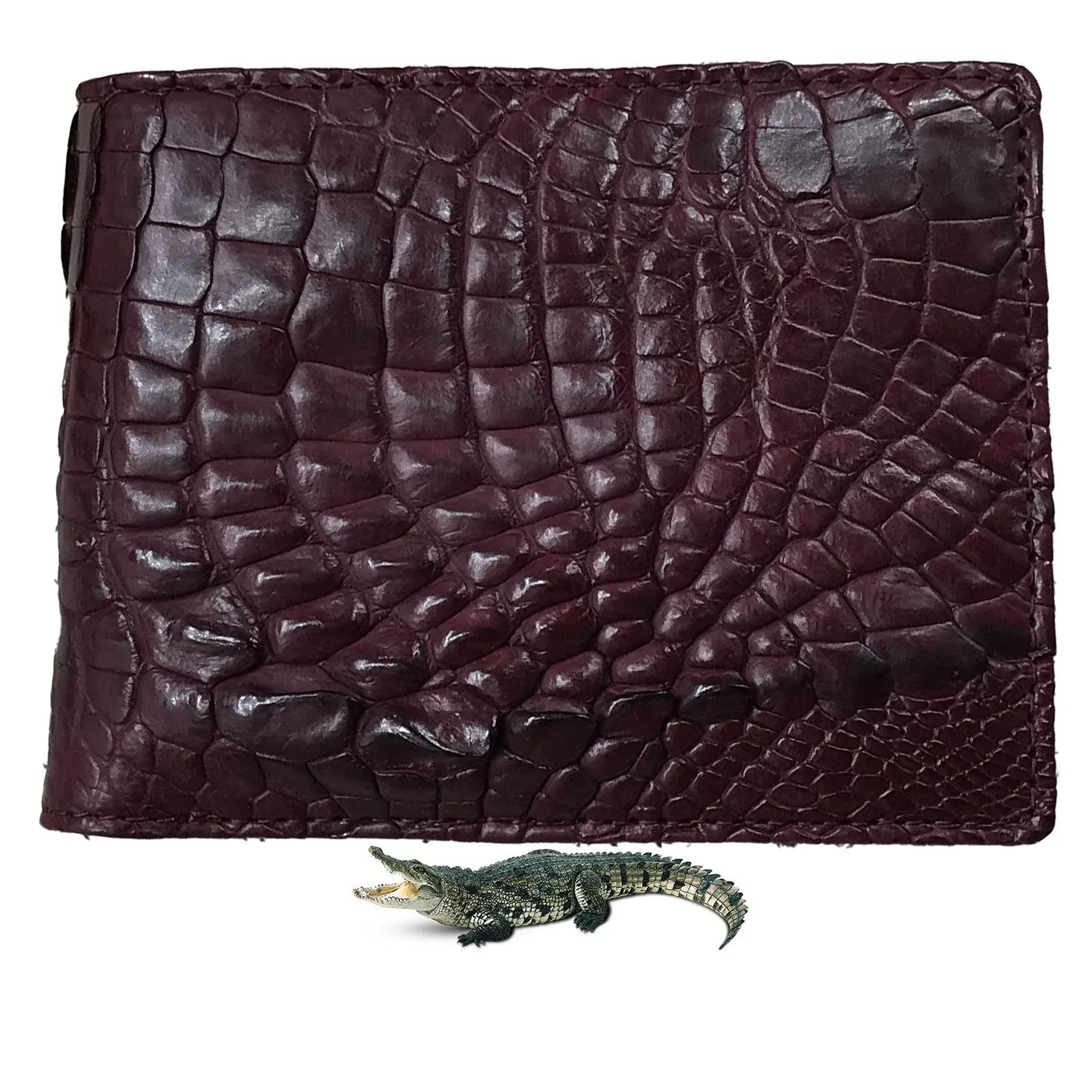 Red Burgundy Alligator Skin Bifold Wallet For Men | Handmade Crocodile Leather Wallet RFID Blocking | VL5639